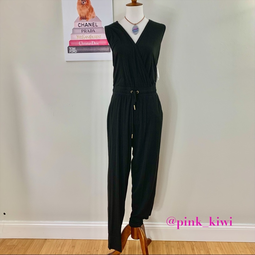 ⬇️REDUCED❗️ Splendid Studio Black Hooded Faux Wrap Active Jumpsuit